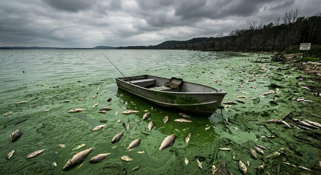 Why Bass Abandon Green Water (And How to Fish the Toxic Zone) 1 Algae Bloom Apocalypse